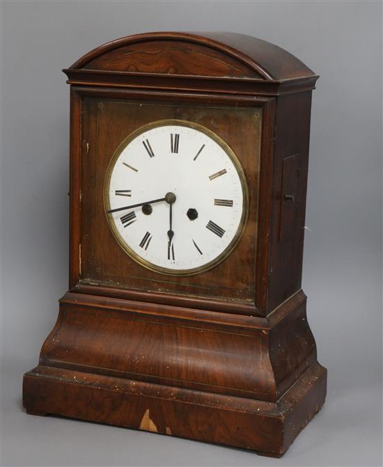 A mid 19th century Swiss walnut mantel clock H.46.5cm